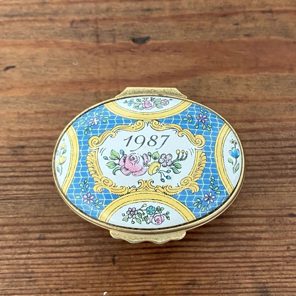 Halycon Days 1987 A Year to Remember Enamel Egg Trinket Box